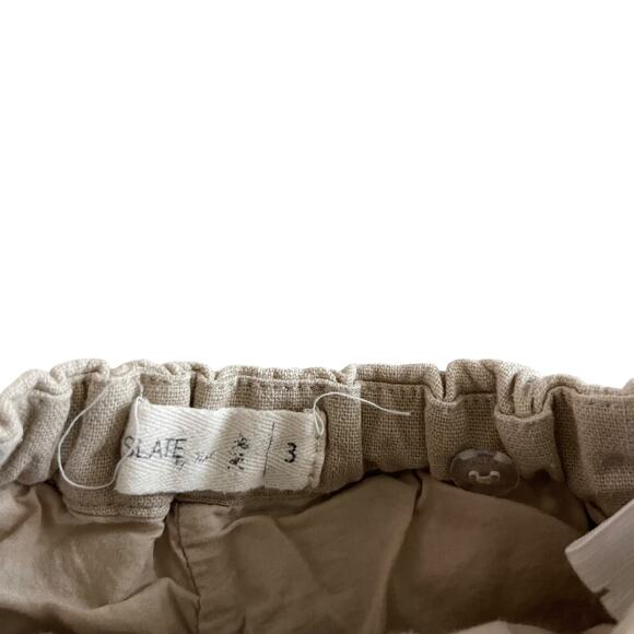 Slate Boys Beige Khaki Nuetral Linen Blend Adjustable Waist  Preppy Shorts Sz 3 - Picture 4 of 6